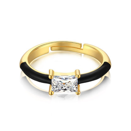 Elegant Gold Tone and Red Enamel Ring

