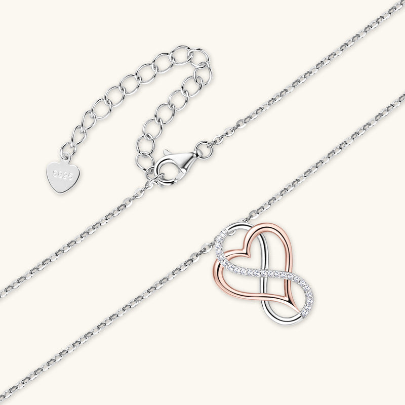 Sparkling Moissanite Two-Heart Infinity Pendant


