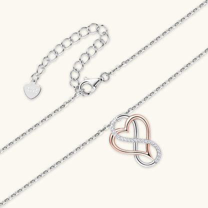 Sparkling Moissanite Two-Heart Infinity Pendant

