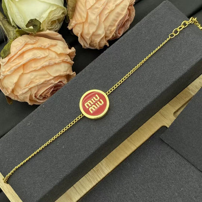 Miu Miu Gold-Tone Red Enamel Bracelet


