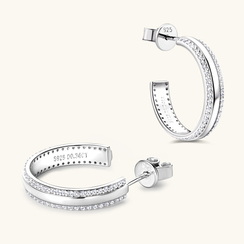 Sparkling Gold Tone Moissanite Curved Earrings

