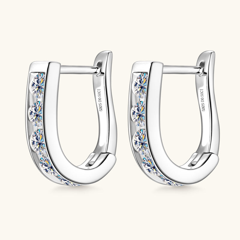 Sparkling Moissanite Row Huggie Earrings

