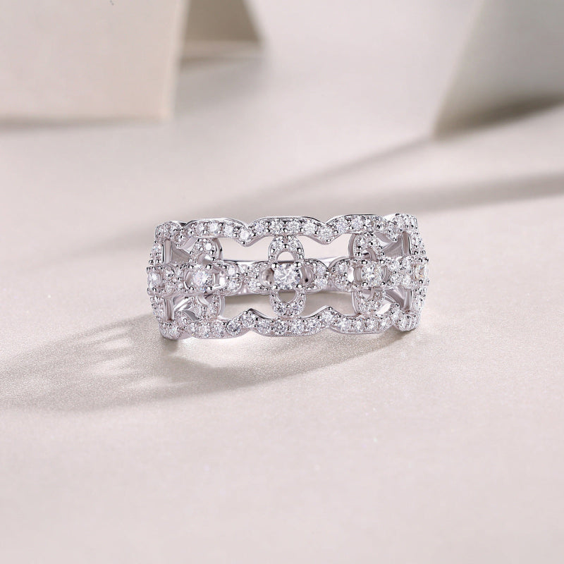 Art Deco Moissanite Wide Band

