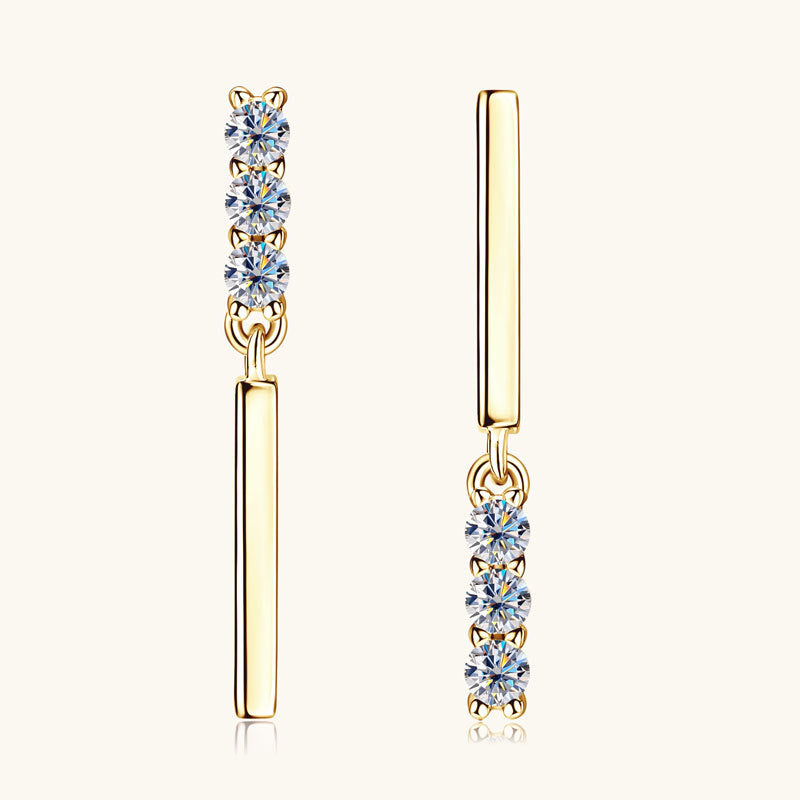 Sparkling Moissanite Dangling Line Studs

