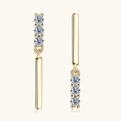 Sparkling Moissanite Dangling Line Studs

