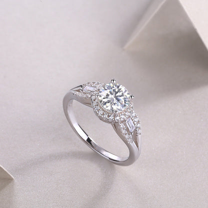S925 Silver Moissanite Anniversary Ring

