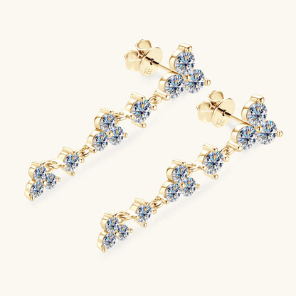 Modern Moissanite Cluster Link Dangle Earrings

