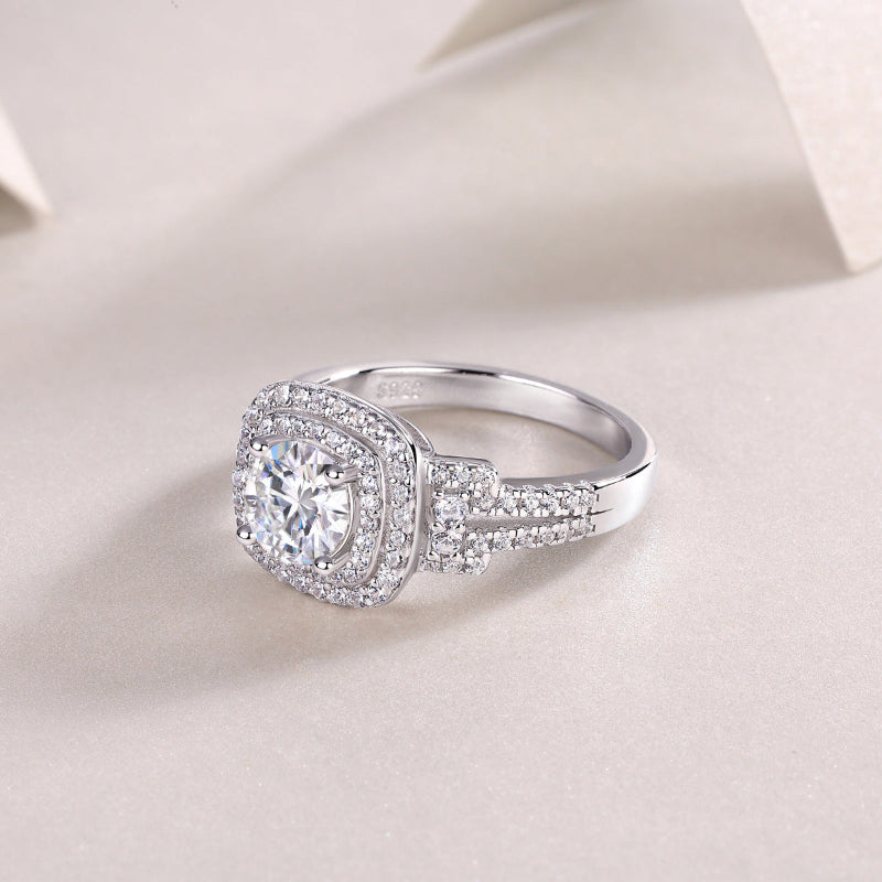 Rhinestone Accented Moissanite Engagement Ring

