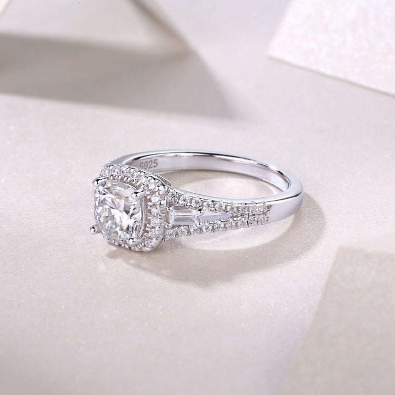 Sterling Silver Moissanite Cluster Ring

