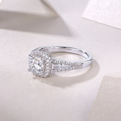 Sterling Silver Moissanite Cluster Ring

