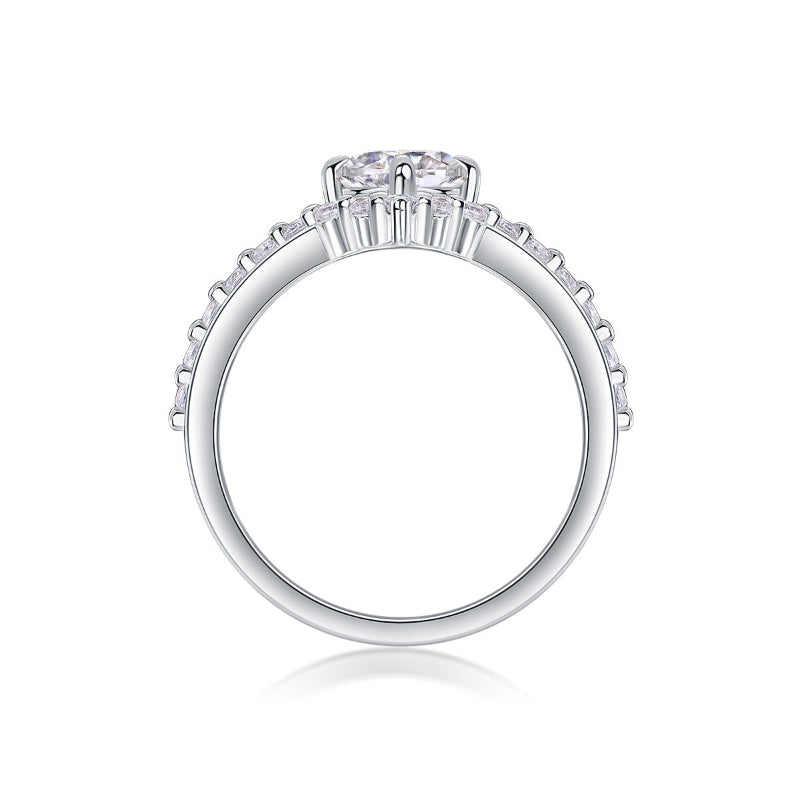 S925 Silver Moissanite V-Shape Split Shank Ring


