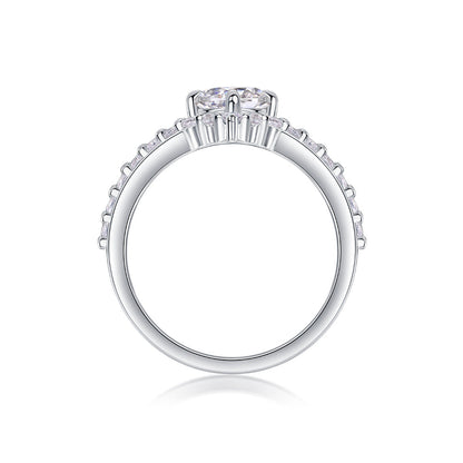 S925 Silver Moissanite V-Shape Split Shank Ring

