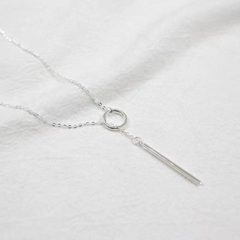 silver bar circle necklace