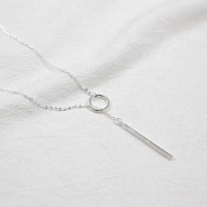 silver bar circle necklace
