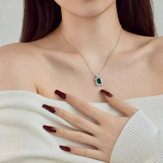 Emerald Diamond 5A Cubic Zirconia Pendant Necklace - JIMMY JEWELRY 01