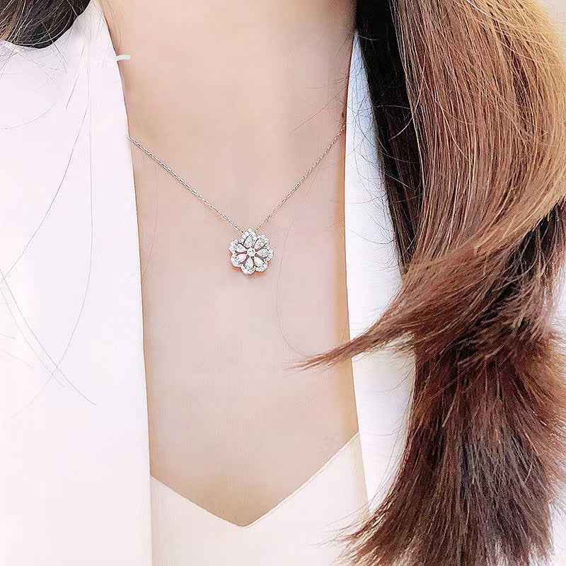 fashion silver flower necklace