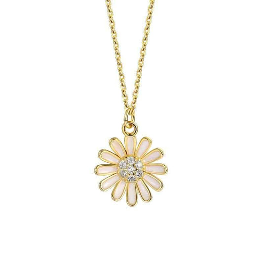 silver daisy flower necklace - JIMMY JEWELRY 01
