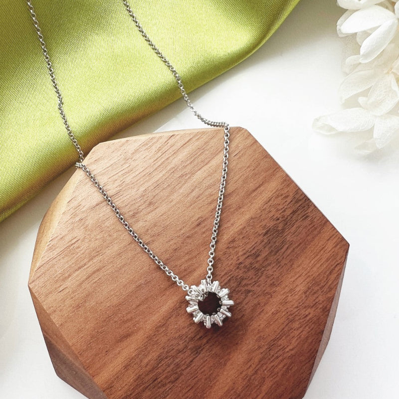 Architectural Crystal Column Pendant Necklace

