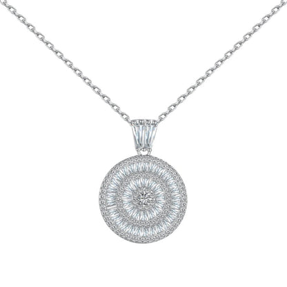 Glamorous Baguette Zirconia Circle Pendant Necklace