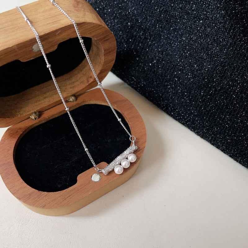 S925 Sterling Silver Pearl Textured Necklace - JIMMY JEWELRY 01