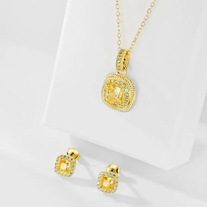 Dainty Gold Pendant with Square Cut Stone

