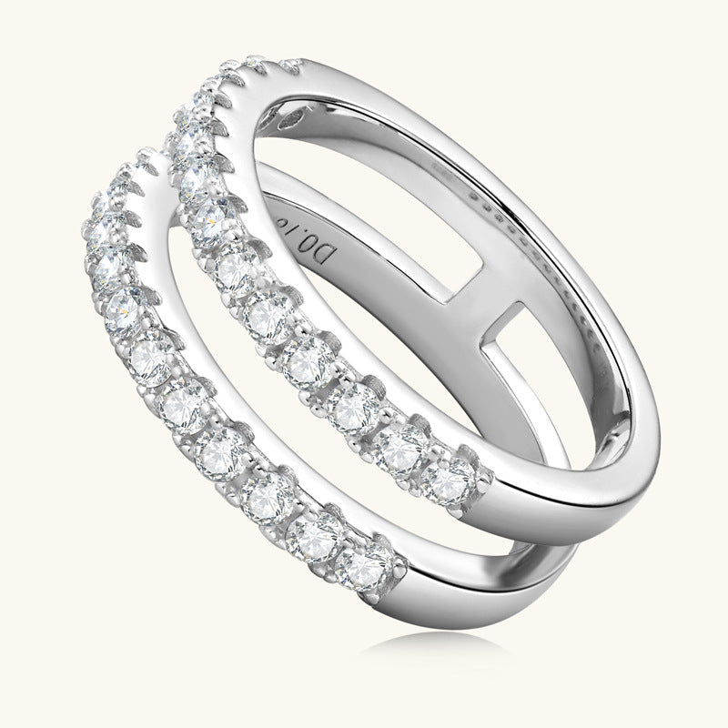 Dainty 925 Silver Pave Set Stackable Rings

