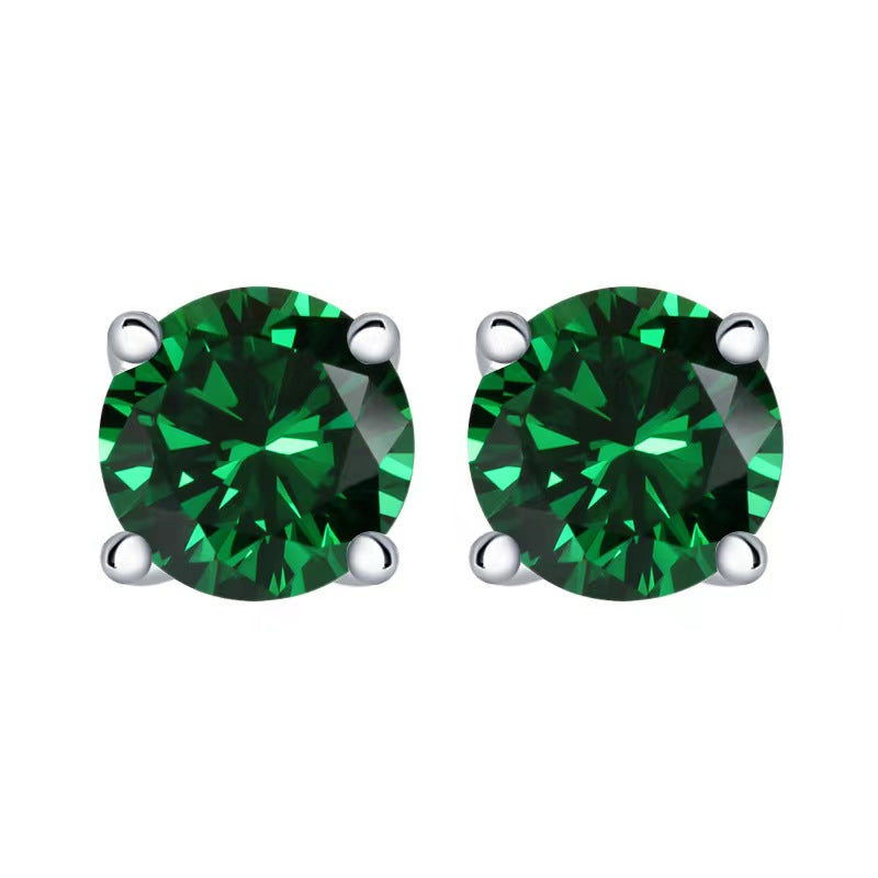 emerald Multicolor Birthstone Stud Earrings Set