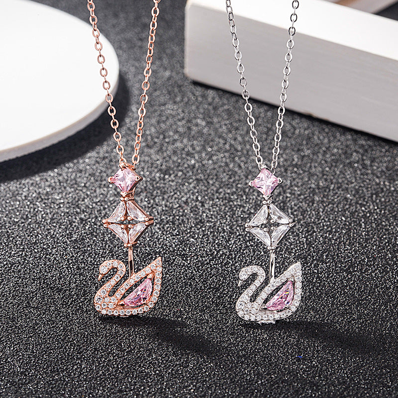 swarovski swan necklace rose gold price