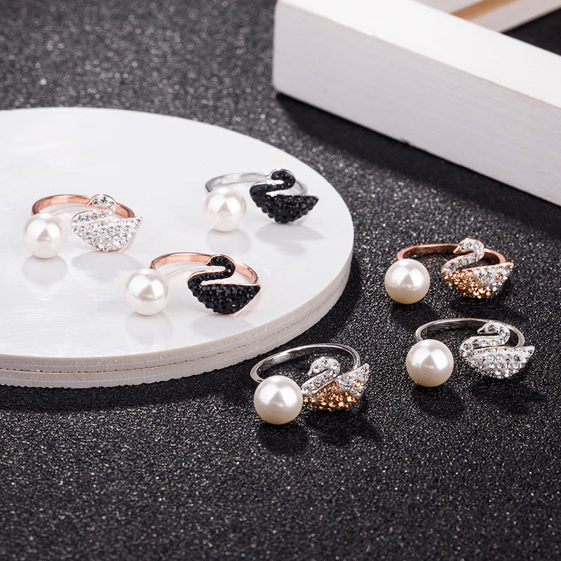 swarovski black swan ring