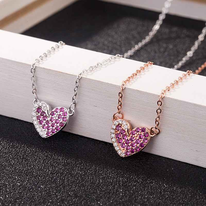 swarovsk diamond swan heart necklace