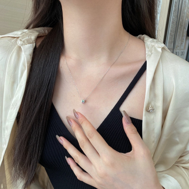 Dainty Gold Pave Barrel Necklace

