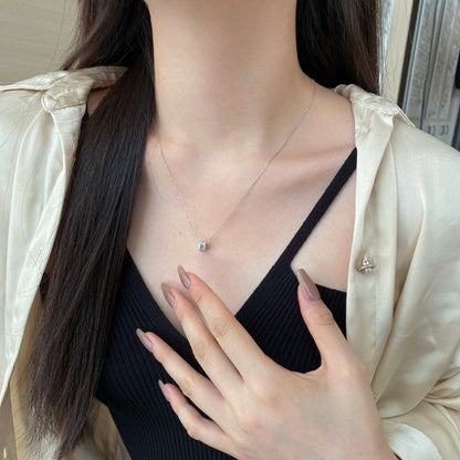 Dainty Gold Pave Barrel Necklace

