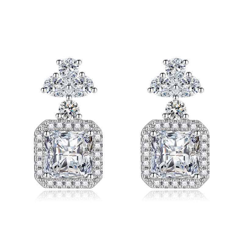 925 Sterling Silver Yellow Cushion-Cut Earrings for Women