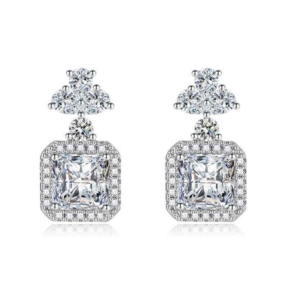 925 Sterling Silver Yellow Cushion-Cut Earrings for Women