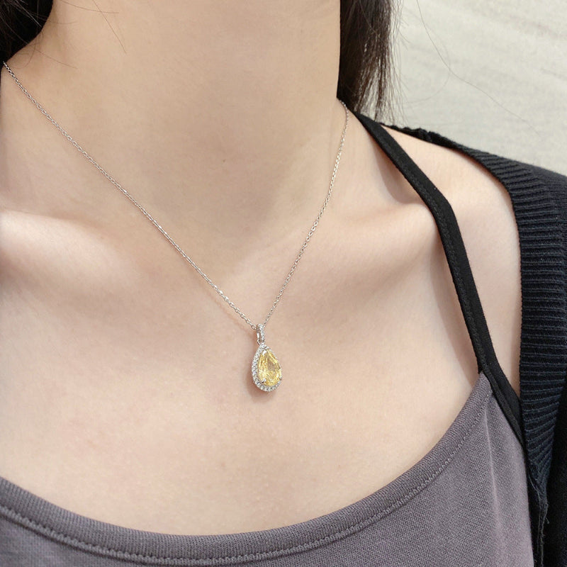 Glimmering Yellow Pear Dangle

