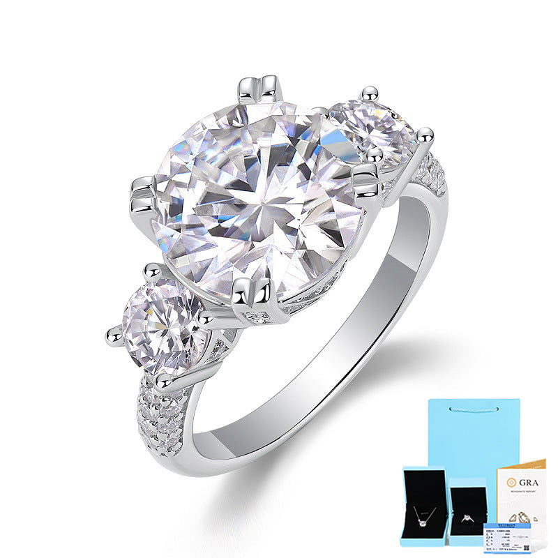 Prong Set Moissanite Ring with Accented Band

