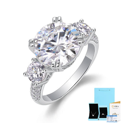 Prong Set Moissanite Ring with Accented Band

