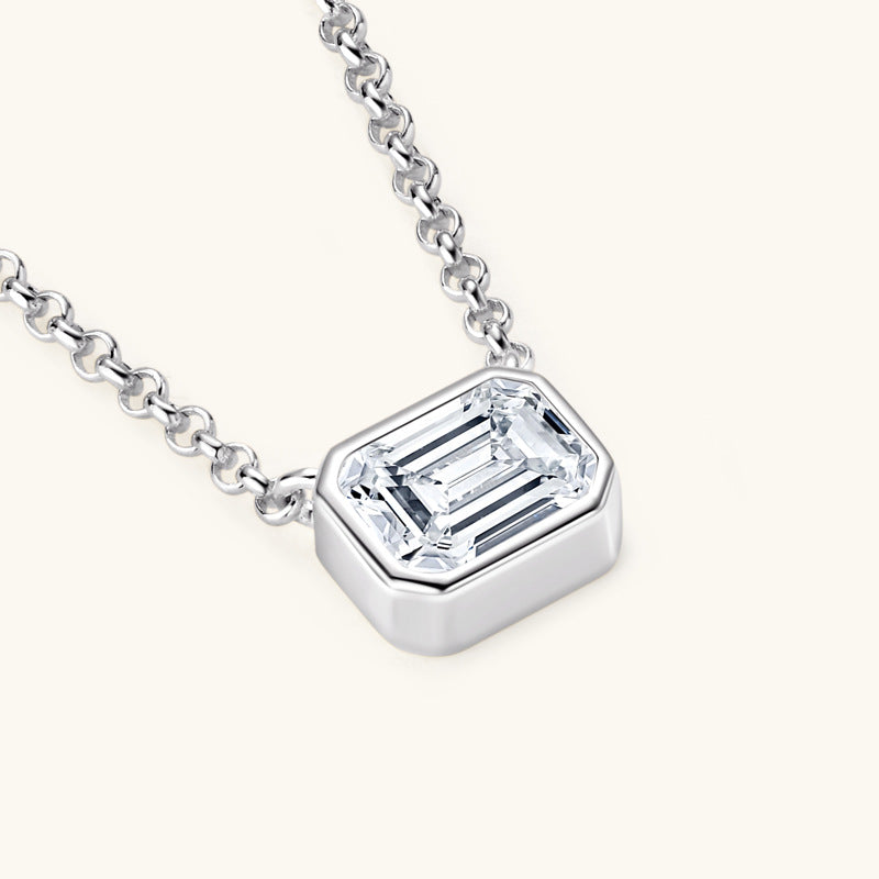 Gold Vermeil Emerald-Cut Moissanite Pendant


