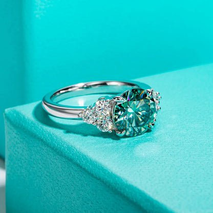 Sparkling Green Moissanite Trilogy Ring

