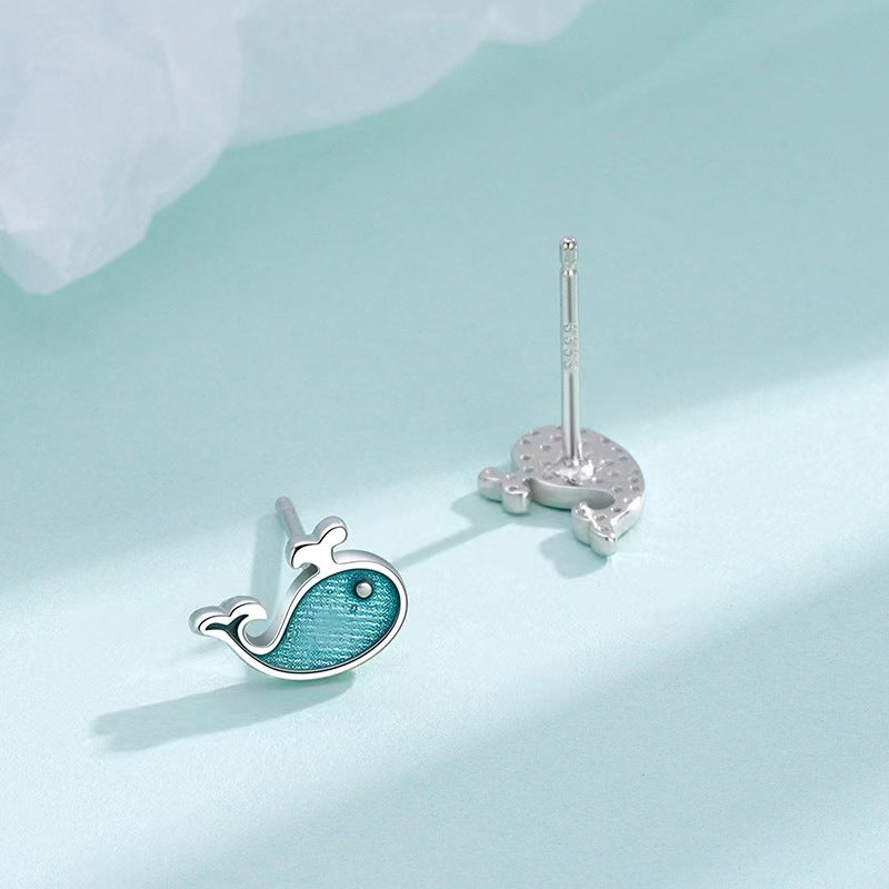 whale shark stud earrings silver