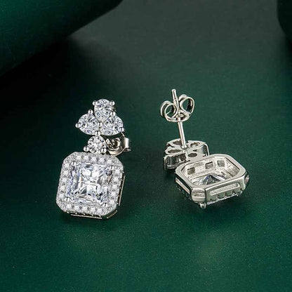 925 Sterling Silver Yellow Cushion-Cut Earrings for Women