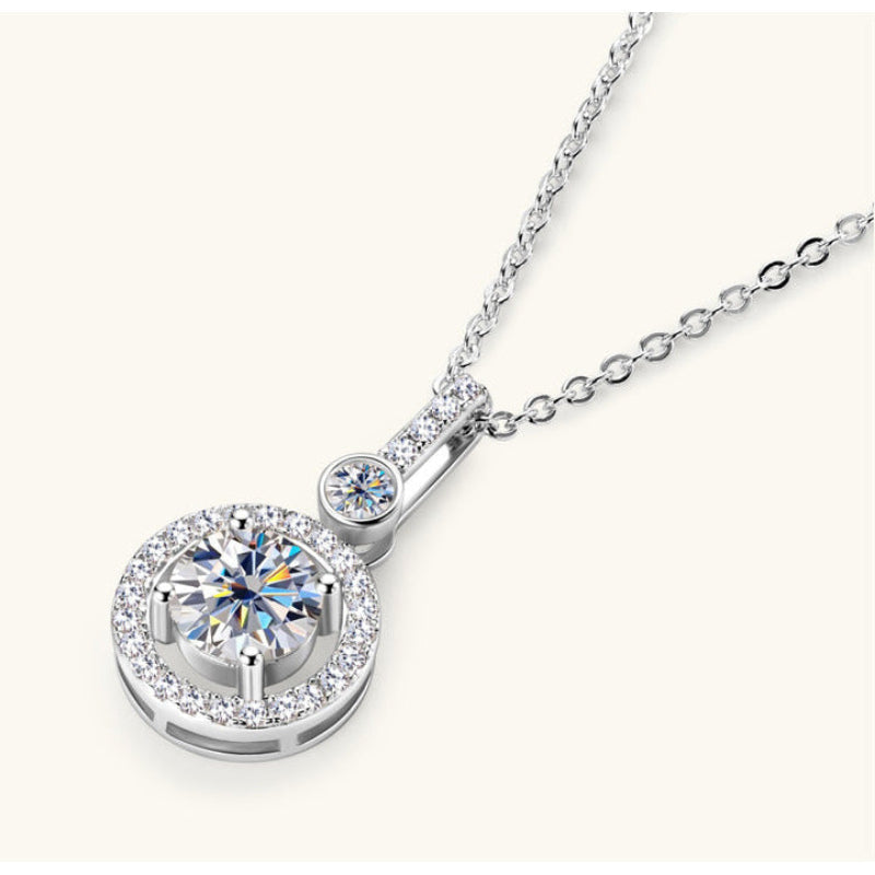 Delicate Moissanite Pavé Halo Gold-Plated Necklace

