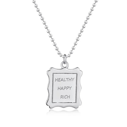 Silver Scalloped Frame Pendant Necklace


