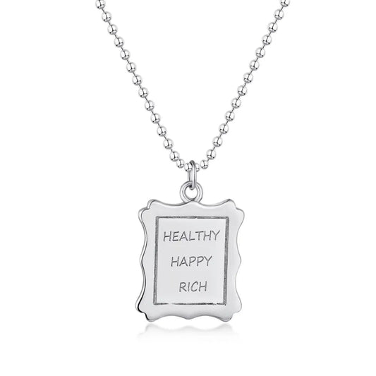 Silver Scalloped Frame Pendant Necklace

