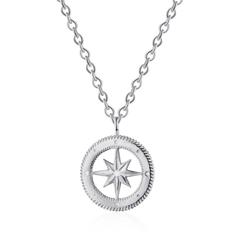 Traveler's Talisman Silver Compass Necklace

