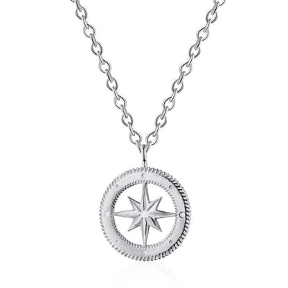 Traveler's Talisman Silver Compass Necklace

