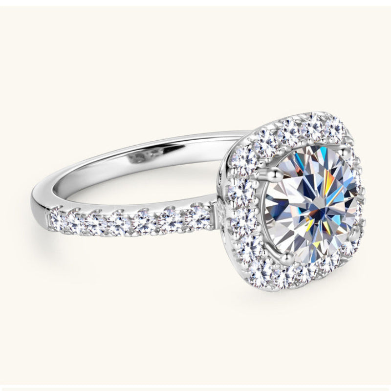 Custom Design Moissanite Halo Gold Ring

