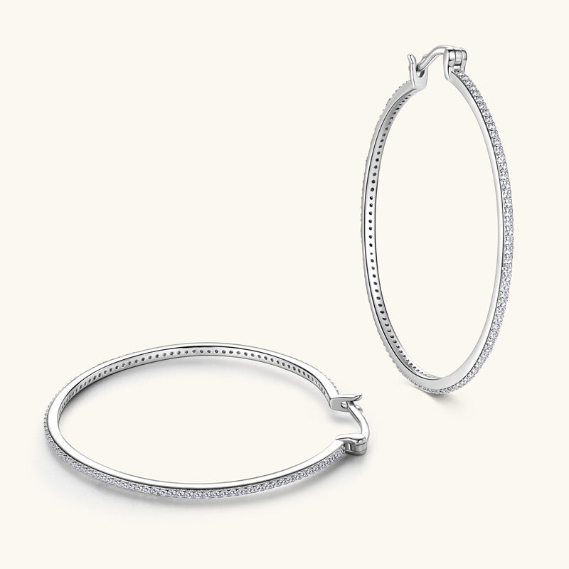 Fine Silver Moissanite Eternity Hoops

