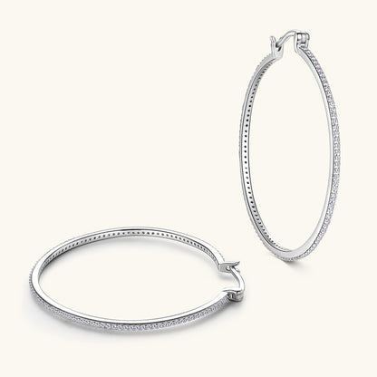 Fine Silver Moissanite Eternity Hoops

