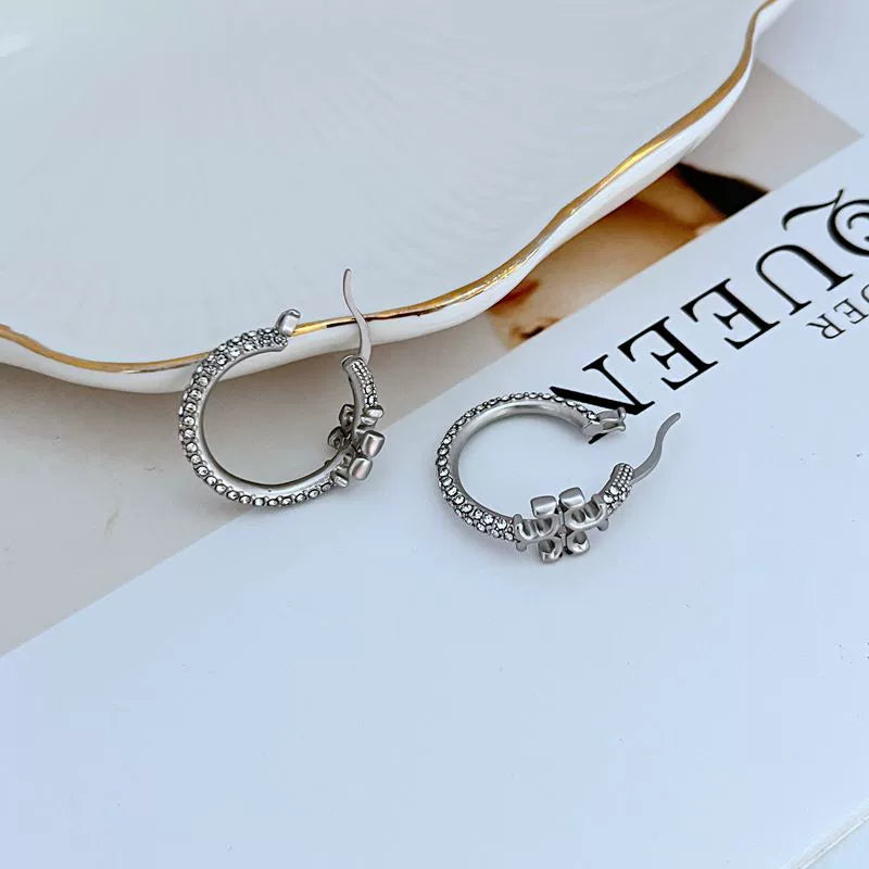 Signature Pave Double T Hoop Set


